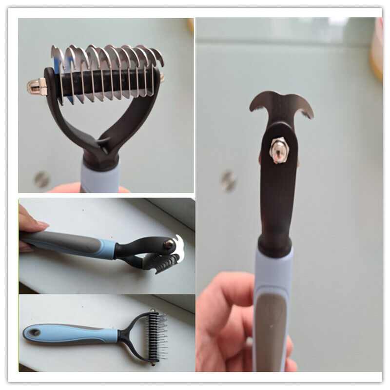 Double-Sided Pet Grooming Brush – Shedding & Dematting Undercoat Rake for Dogs and Cats