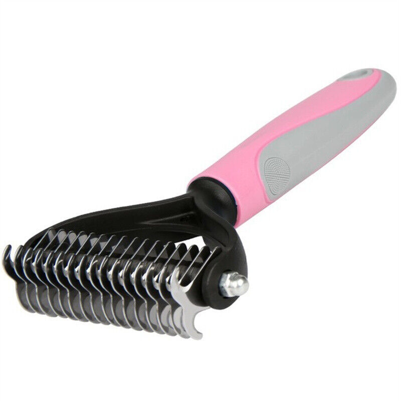 Double-Sided Pet Grooming Brush – Shedding & Dematting Undercoat Rake for Dogs and Cats