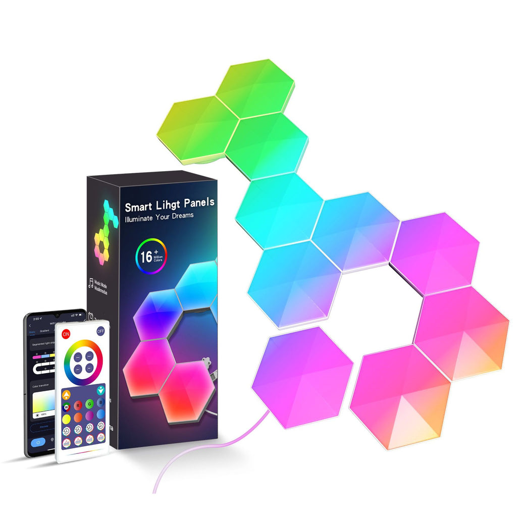 Smart Hexagonal Quantum Lamp – Graffiti LED Honeycomb Wall & Bedside Light