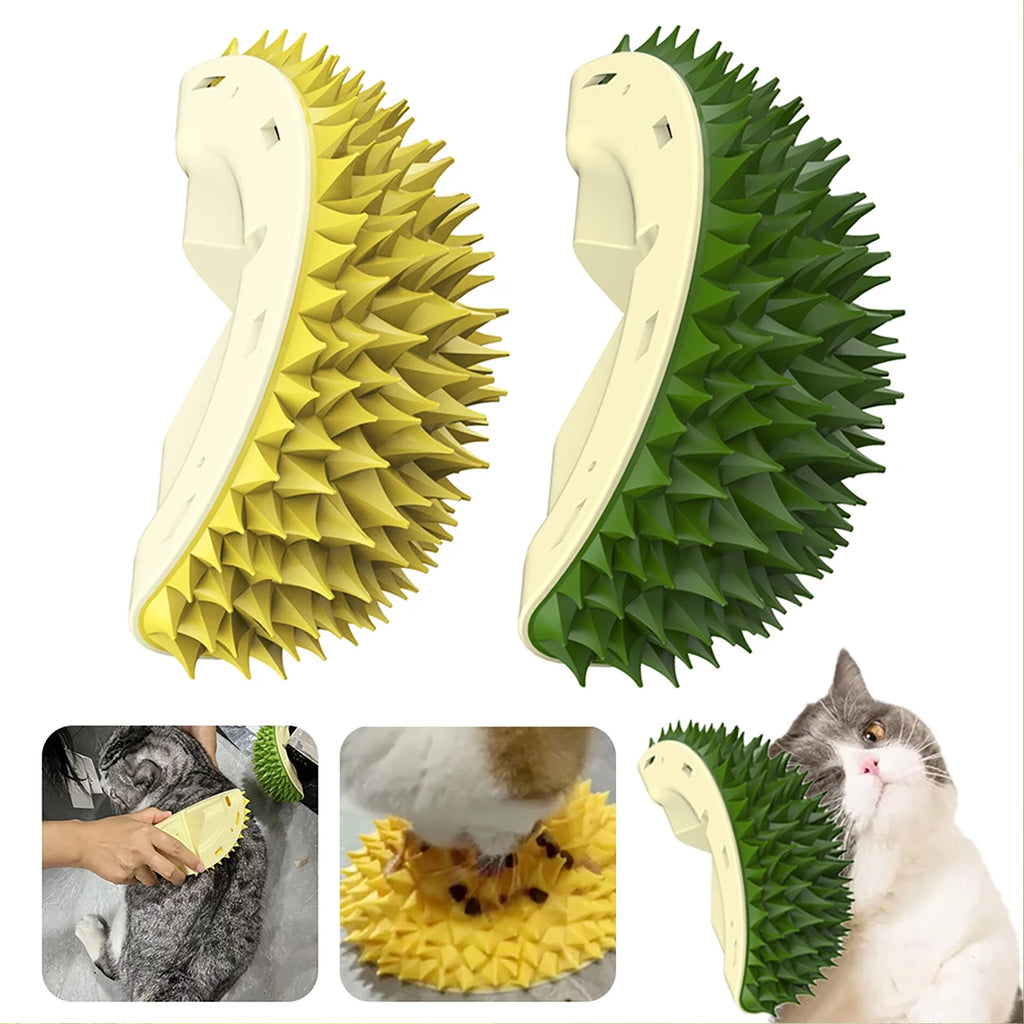 Cat Wall Groomer Scratcher – Durian Massage Brush for Self-Grooming & Play