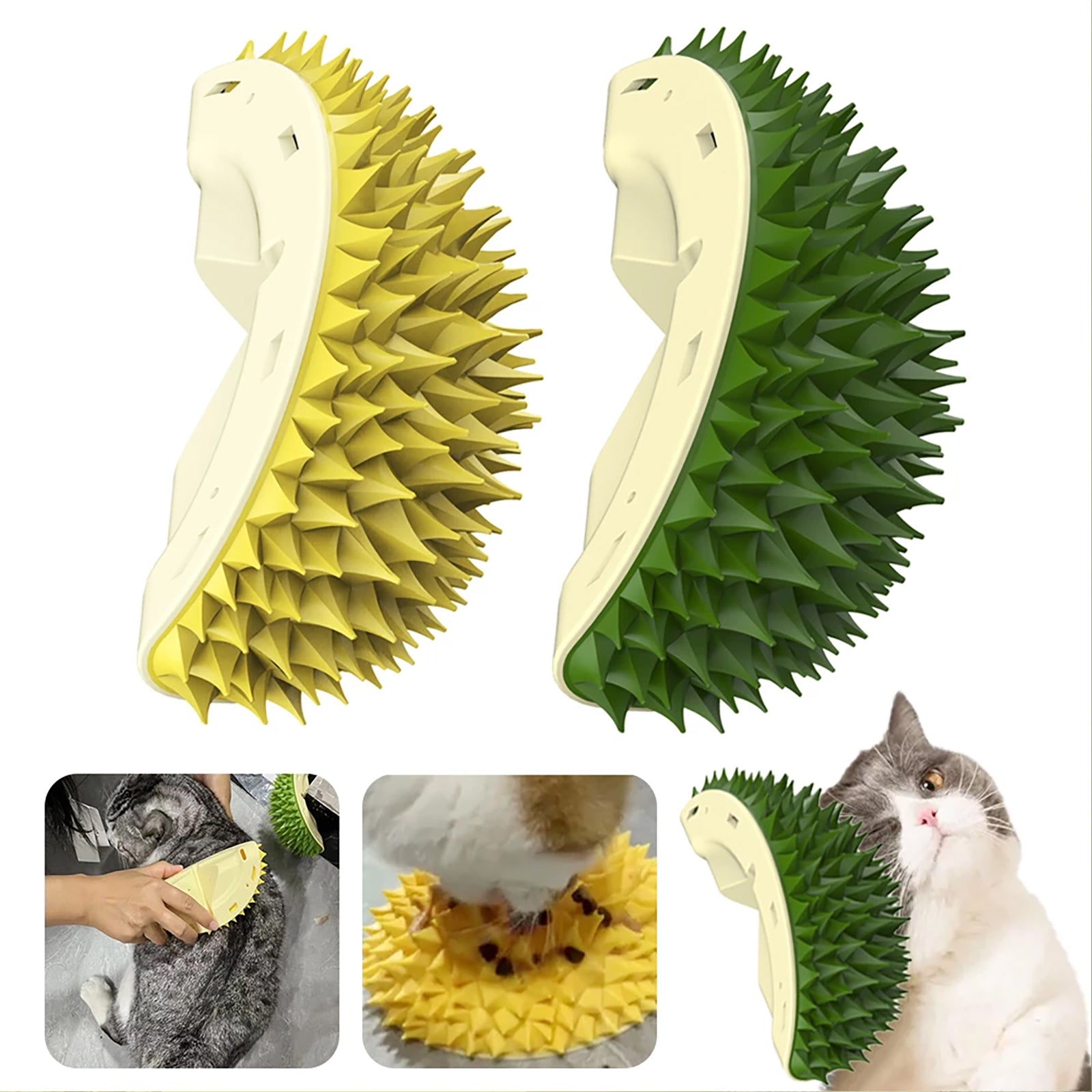 Cat Wall Groomer Scratcher – Durian Massage Brush for Self-Grooming & Play