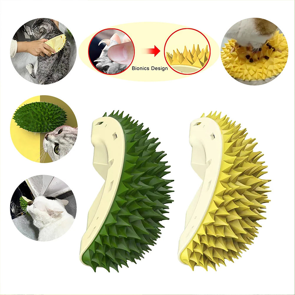 Cat Wall Groomer Scratcher – Durian Massage Brush for Self-Grooming & Play