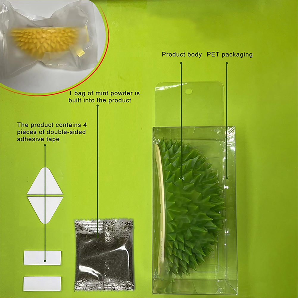 Cat Wall Groomer Scratcher – Durian Massage Brush for Self-Grooming & Play