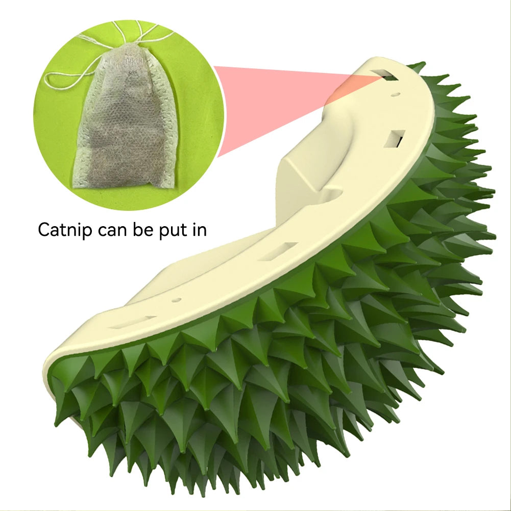 Cat Wall Groomer Scratcher – Durian Massage Brush for Self-Grooming & Play