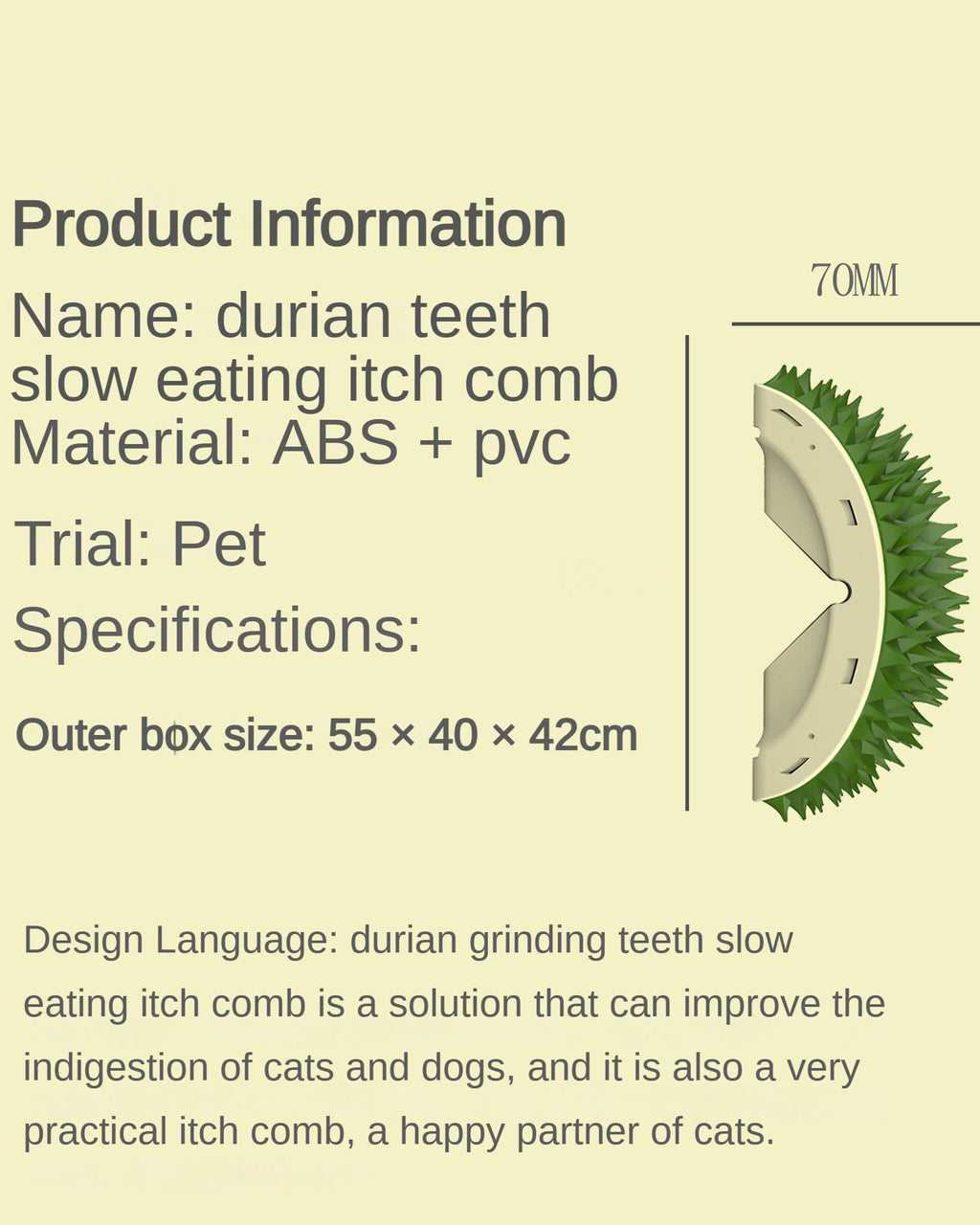 Cat Wall Groomer Scratcher – Durian Massage Brush for Self-Grooming & Play
