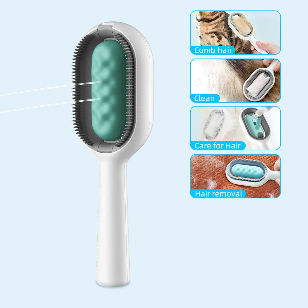 Cat Hair Brush with Water – Sticky Double-Sided Grooming Comb for Cats & Dogs