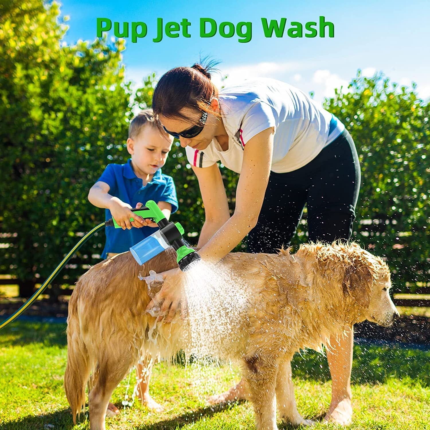 Pet Shower Sprayer with Brush – High-Pressure Dog Bath & Grooming Tool