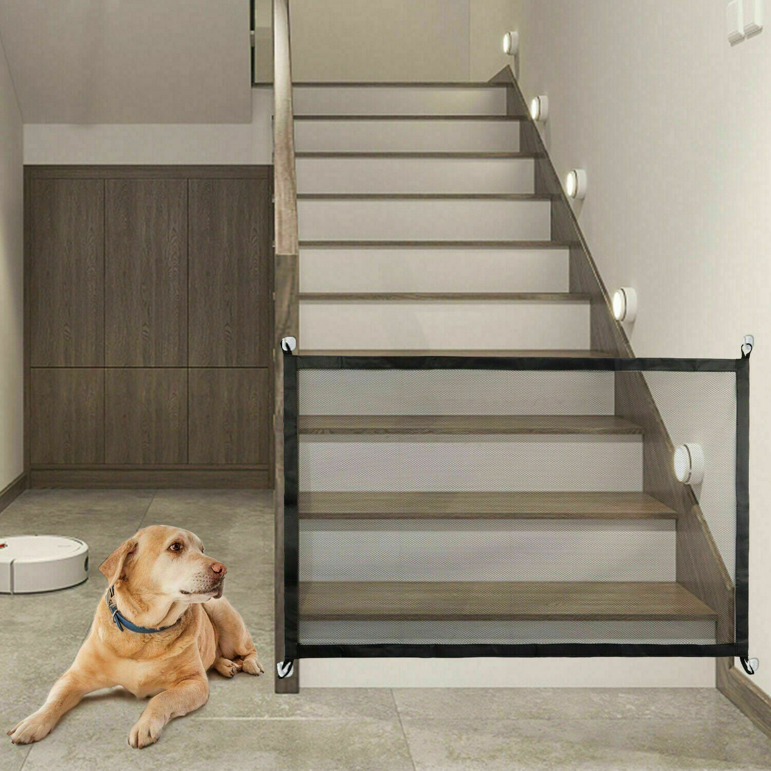 Pet & Baby Safety Gate Mesh Fence – Portable Dog and Cat Guard for Doors and Stairs