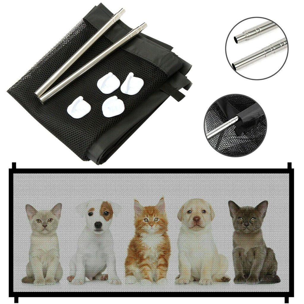 Pet & Baby Safety Gate Mesh Fence – Portable Dog and Cat Guard for Doors and Stairs