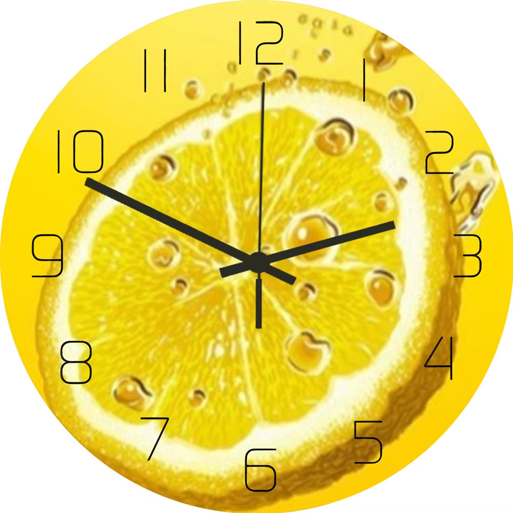 Fresh Fruit Lemon Wall Clock for Kitchen & Home Décor