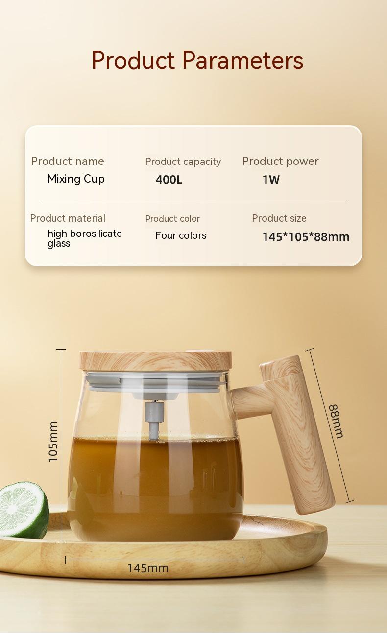 Automatic Mixing Coffee Mug – 400ML Glass Cup