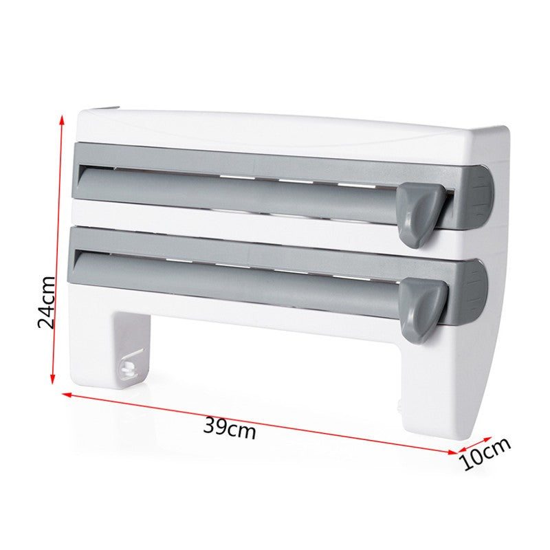 Kitchen Roll Holder Dispenser – 4-In-1 Foil, Film & Tissue Organizer