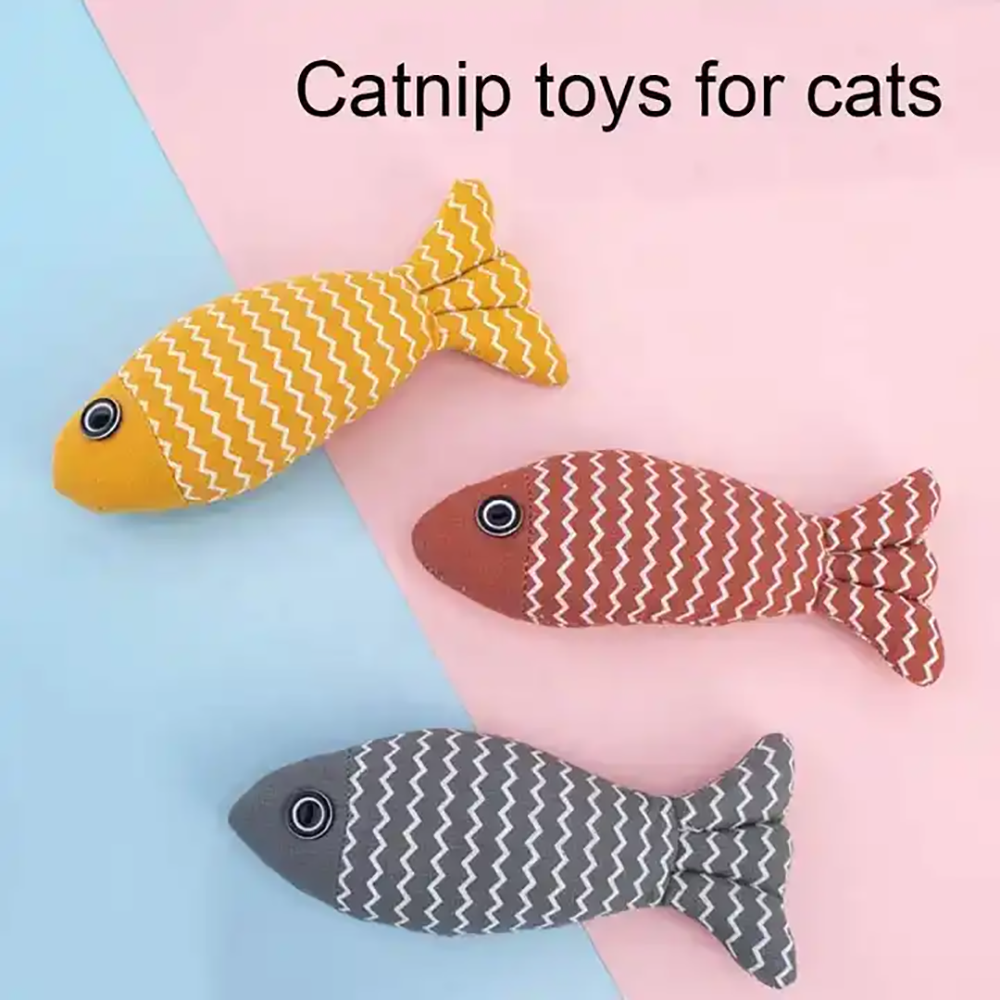 Catnip Fish Cat Toy – Burlap Kicker Pillow with Crinkle Sound