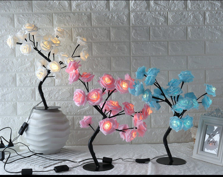 LED Rose Tree Lamp – Small Decorative Table Lamp for Home & Bedroom