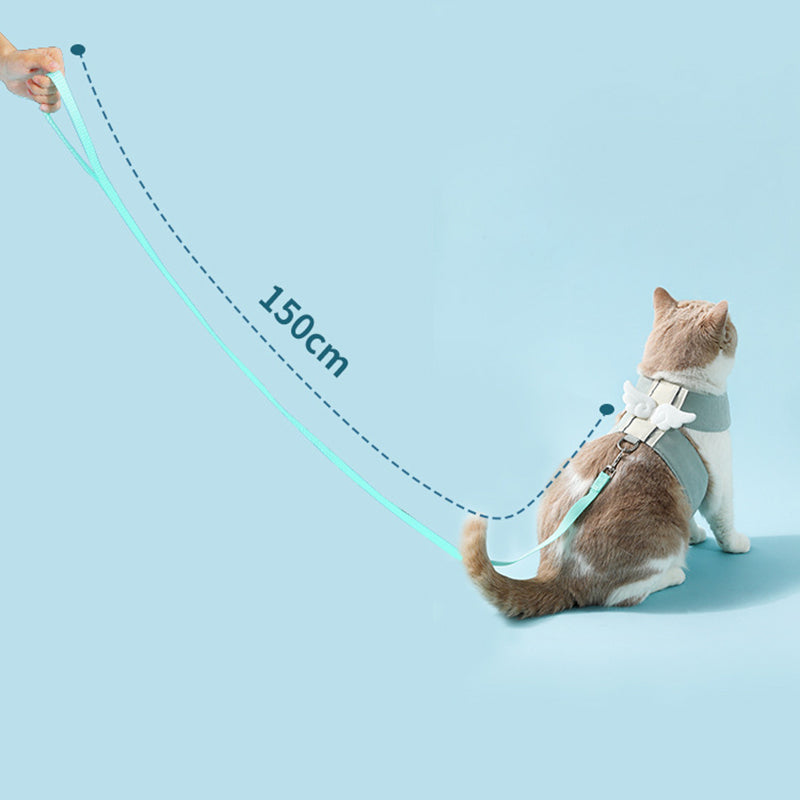 Adjustable Cat Harness & Leash Set – Angel Wings Design