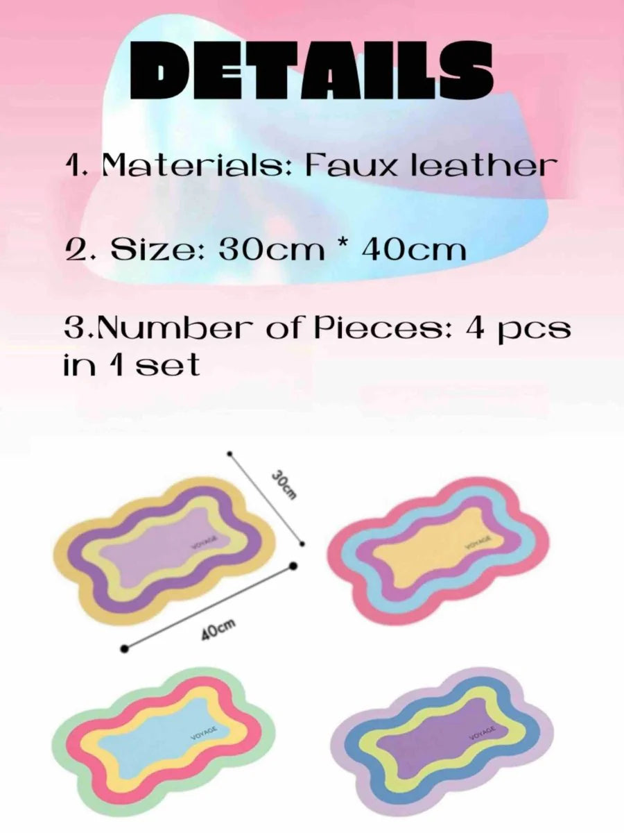 Scalloped-Edge Dopamine Placemat Set – 4-Piece Whimsical Table Décor