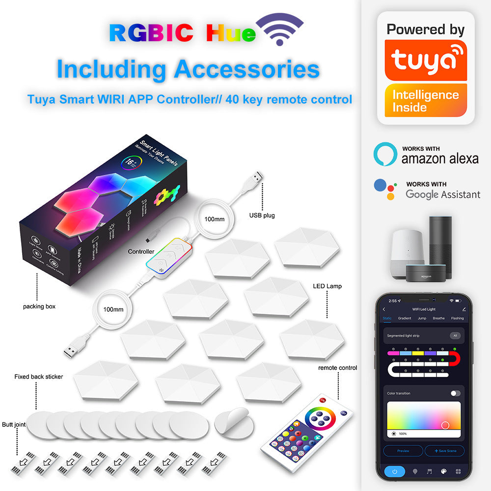 Smart Hexagonal Quantum Lamp – Graffiti LED Honeycomb Wall & Bedside Light