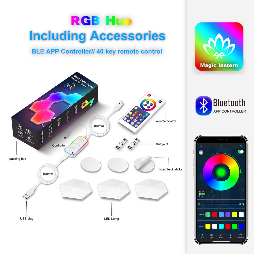 Smart Hexagonal Quantum Lamp – Graffiti LED Honeycomb Wall & Bedside Light