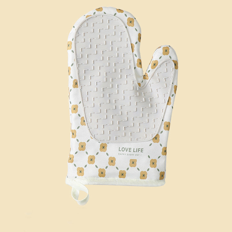 Kitchen Oven Gloves – Heat-Insulated Anti-Scalding Cotton Mitts for Microwave & Baking