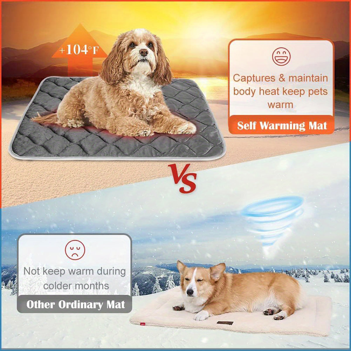 Self-Heating Non-Slip Pet Bed Mat