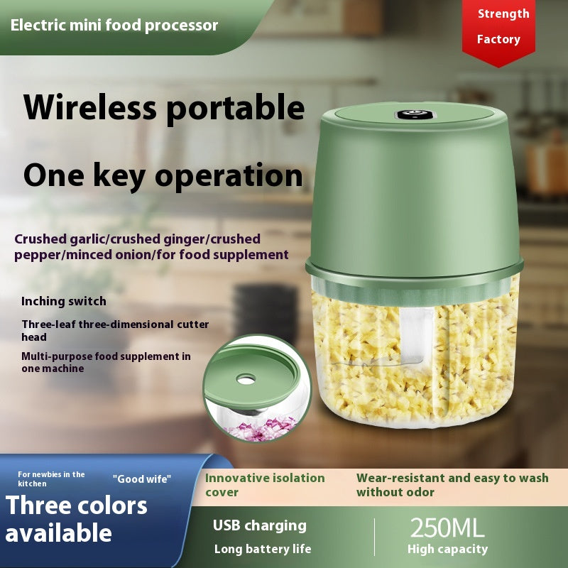 Portable USB Rechargeable Electric Garlic Crusher – Wireless Mini Food Chopper & Kitchen Mixer