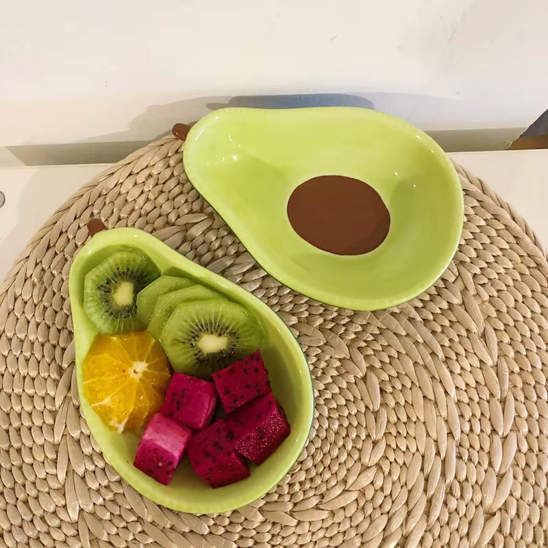 Avocado Shape Ceramic Dish for Fruit, Salad, Snacks & Soup – 6.5 Inch