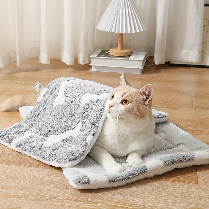 Washable Self-Warming Dog & Cat Bed Mat – Soft Fleece Crate and Kennel Pad