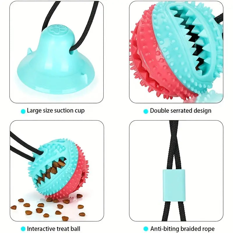 Interactive Suction Cup Dog Toy – Durable Tug-of-War & Treat Dispensing Chew