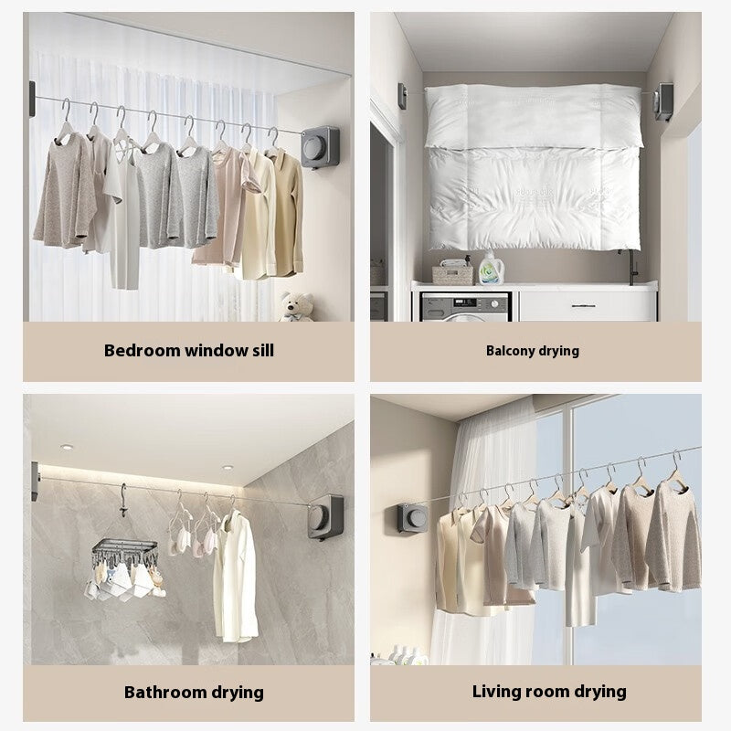 Wall-Mounted Retractable Clothesline – Telescopic Rust-Proof Anti-Sag Laundry Wire for Indoor/Outdoor Drying