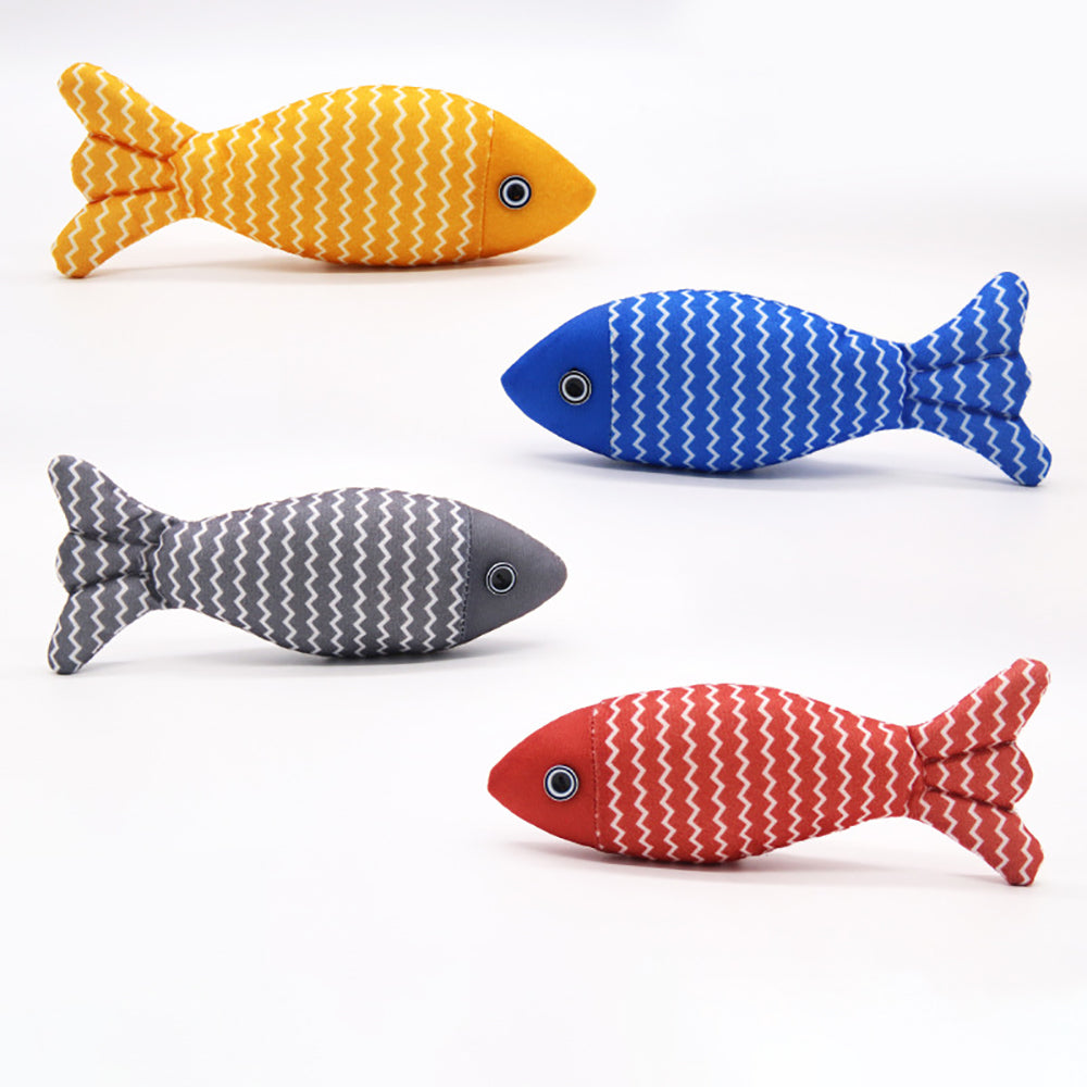 Catnip Fish Cat Toy – Burlap Kicker Pillow with Crinkle Sound