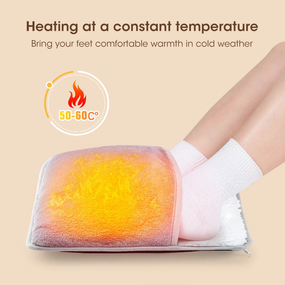 USB Plush Electric Foot Warmer with Dual-Sided Heating