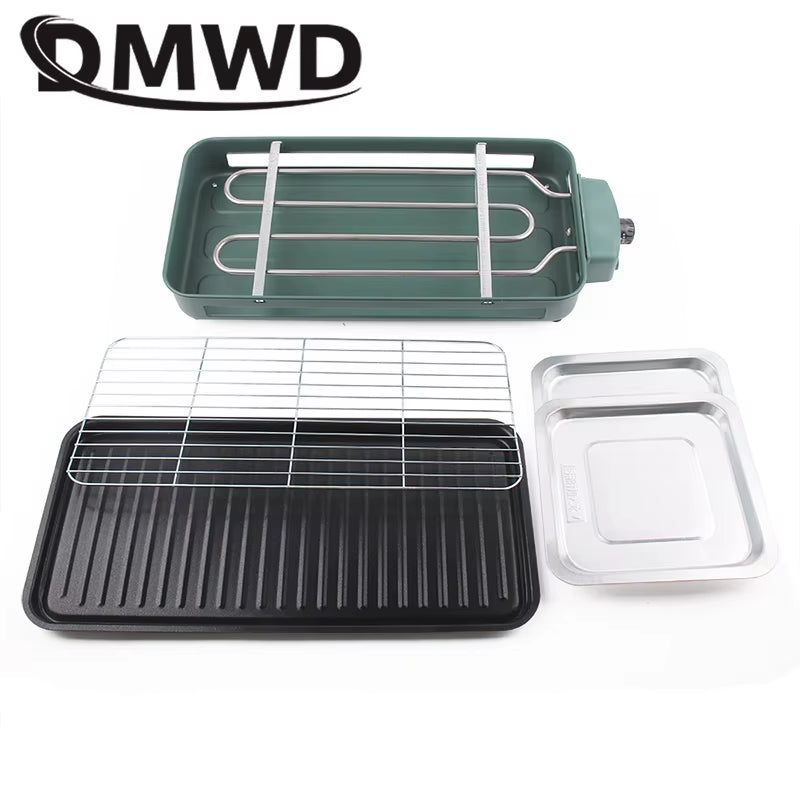 Household Electric Grill with Smokeless Griddle for BBQ, Baking & Roasting