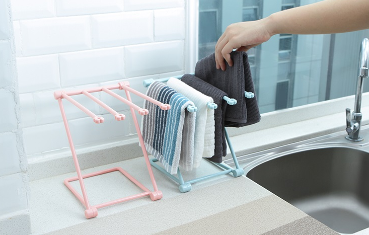 Multi-Purpose Foldable Dishcloth Shelf – Compact Kitchen Organizer