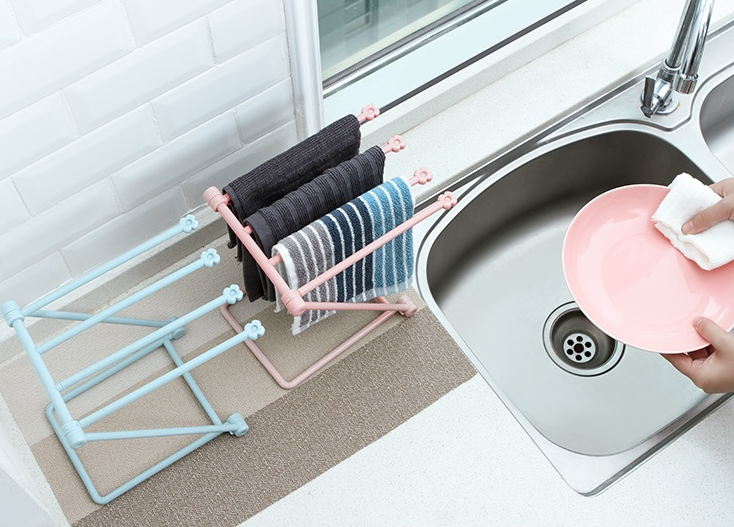 Multi-Purpose Foldable Dishcloth Shelf – Compact Kitchen Organizer