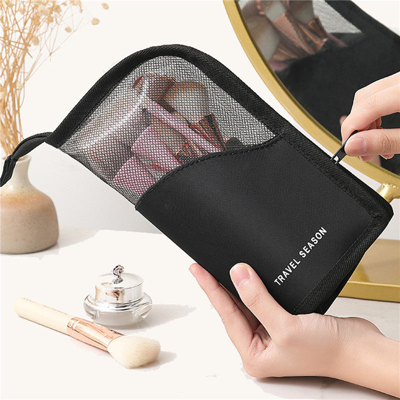 Foldable Stand-Up Makeup Brush Case – Waterproof Travel Cosmetic Bag