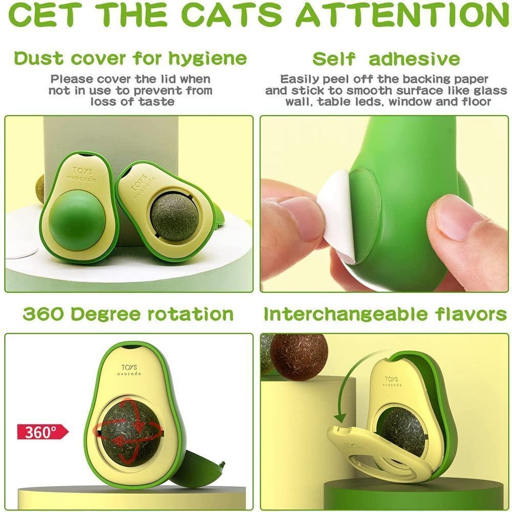Interactive Avocado Catnip Toy – Mint Ball for Cat Dental Cleaning & Play