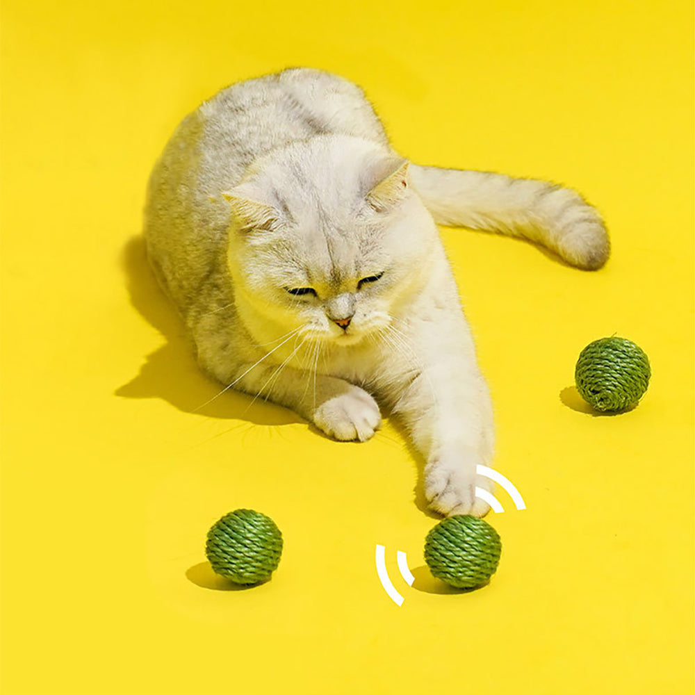 Interactive Cat Toy Balls – 3-Piece Sisal Chew Set