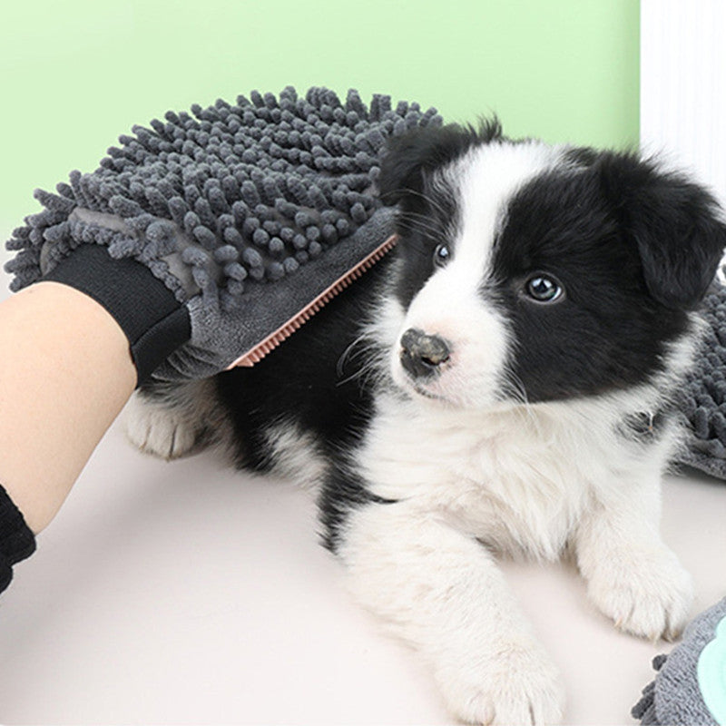 Pet Grooming Glove 2-Sided Bathing Brush – Dog & Cat Brushing, Massaging & Drying Tool