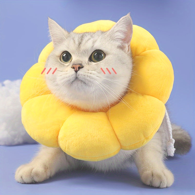 Adjustable Pet Recovery Collar – Sunflower Cone for Wound Healing & Surgery