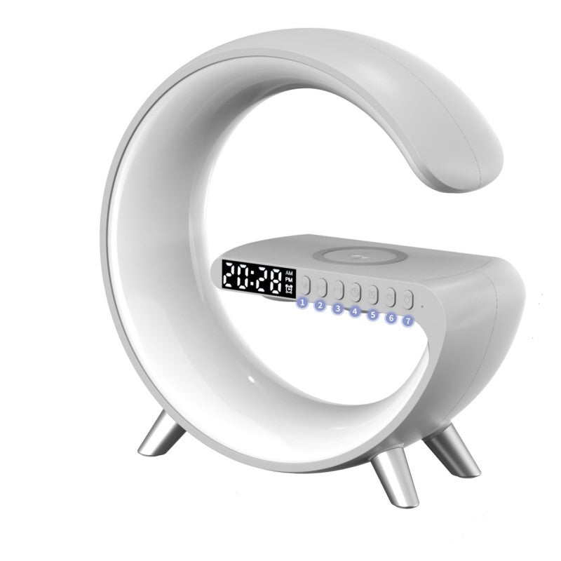 G-Shaped LED Night Lamp with Bluetooth Speaker & Wireless Charging – Smart App Control Atmosphere Light for Bedroom