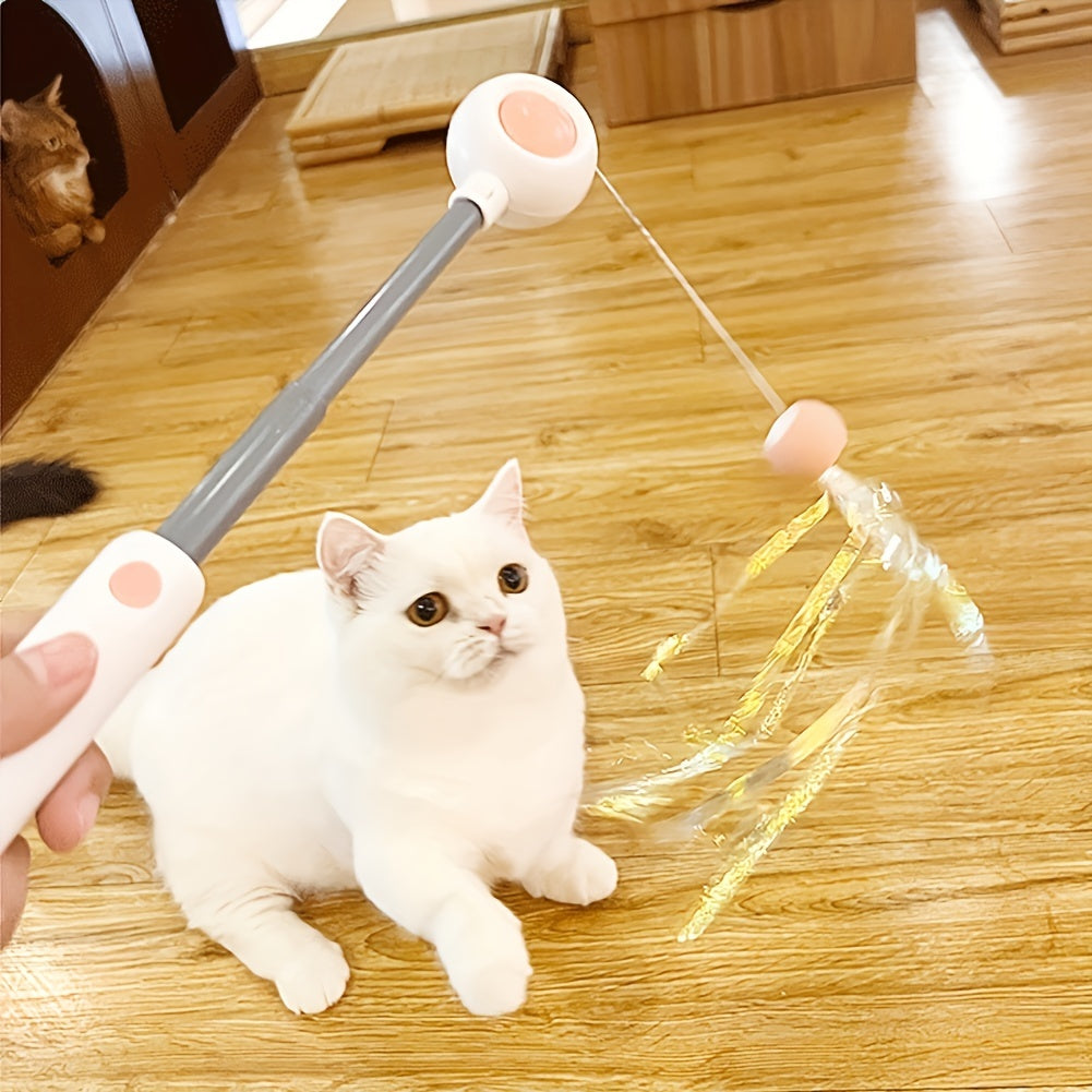 Cat Teaser Stick with Feather Head – Interactive Exercise Toy for Indoor Cats