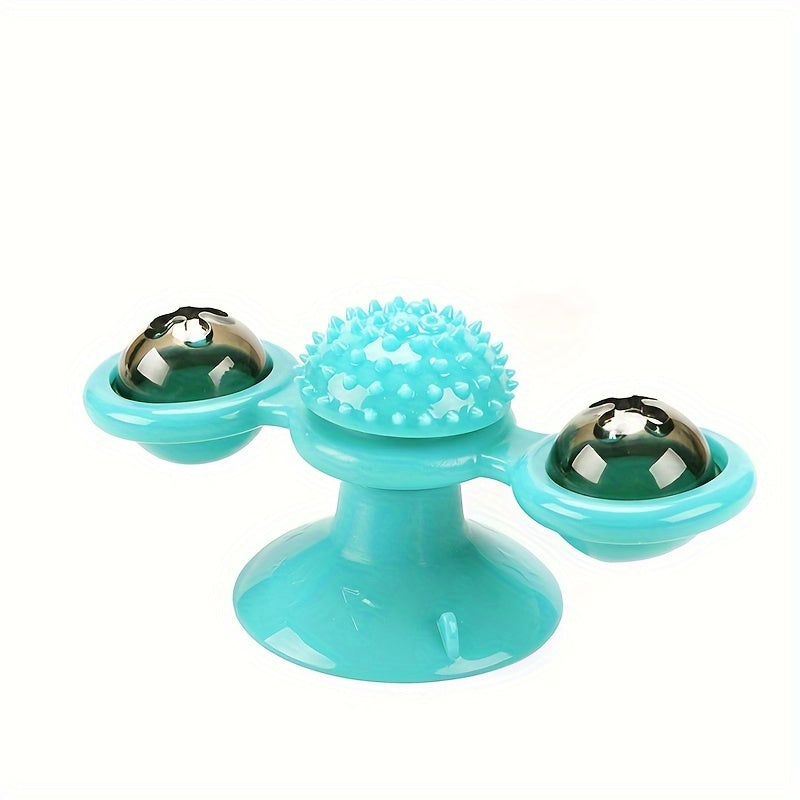 Rotating Windmill Cat Toy – Interactive Suction Cup Spinner with Catnip & Teeth Cleaning Ball