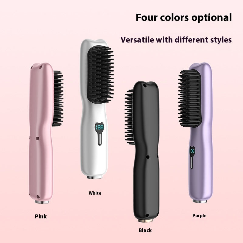 Rechargeable Wireless Hair Straightening Comb with LCD Temperature Display