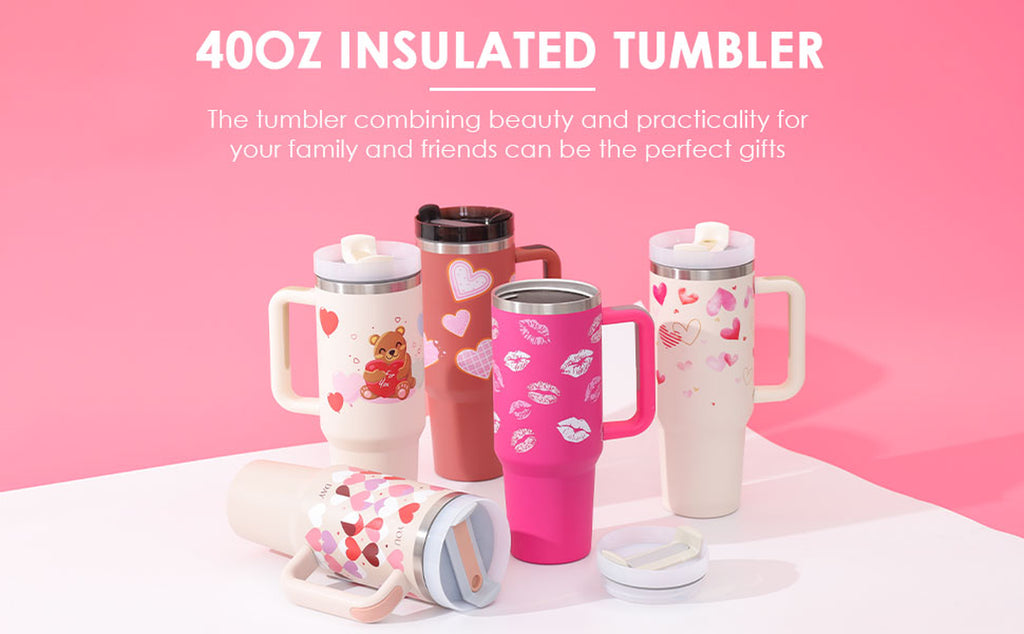 Premium 40oz Insulated Tumbler with Handle & Straw – Stainless Steel Vacuum Mug for Travel & Gifting