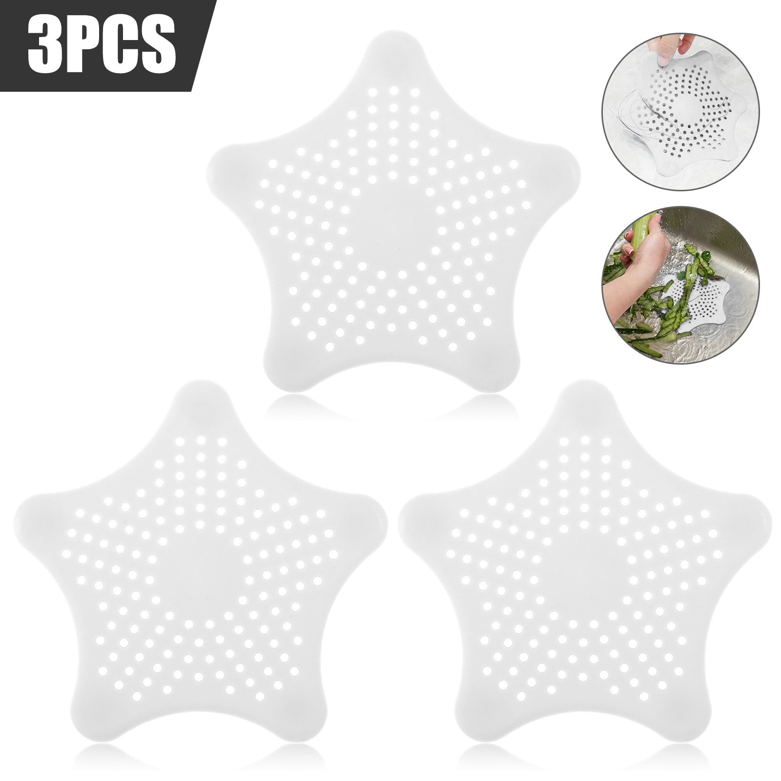 Premium Silicone Starfish Drain Filters (3PCS) – Anti-Clog Hair Catcher Set