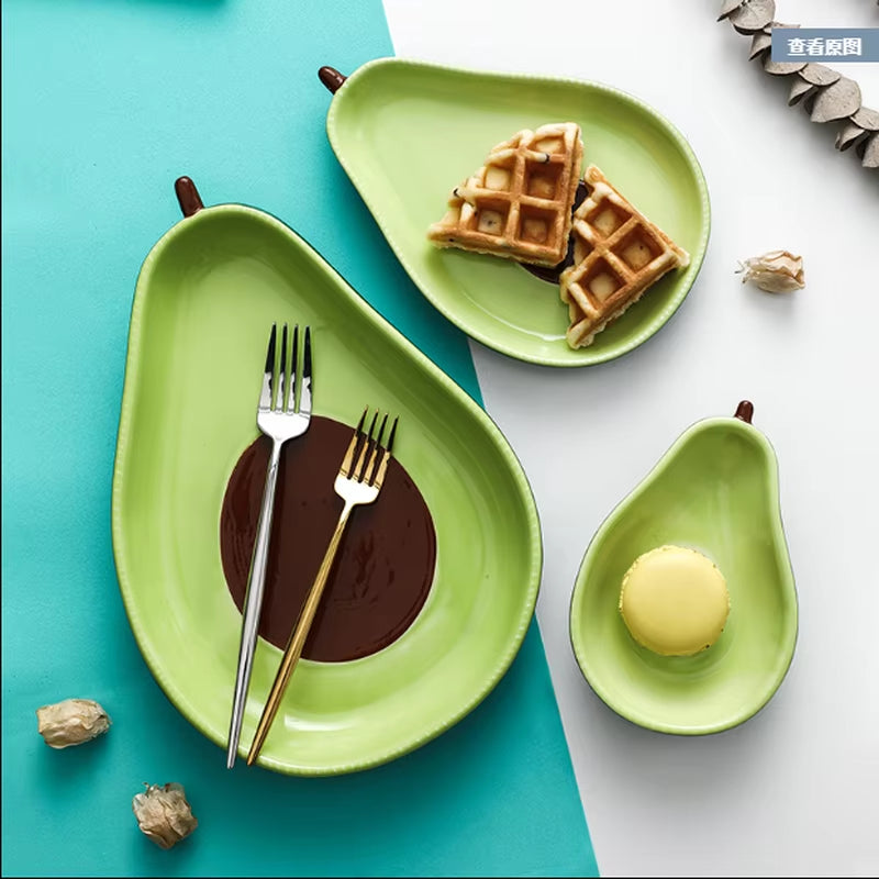 Avocado Shape Ceramic Dish for Fruit, Salad, Snacks & Soup – 6.5 Inch