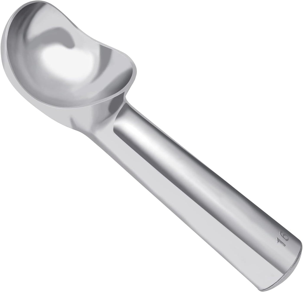 Large Ice Cream Scoop 7 Inches Nonstick Anti-Freeze Metal Ice Cream Scooper Spoon One Piece Aluminum Design, Bright Silver
