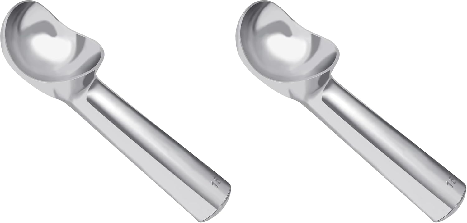 Large Ice Cream Scoop 7 Inches Nonstick Anti-Freeze Metal Ice Cream Scooper Spoon One Piece Aluminum Design, Bright Silver