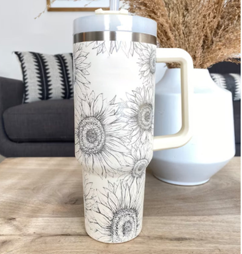 Premium 40oz Insulated Tumbler with Handle & Straw – Stainless Steel Vacuum Mug for Travel & Gifting