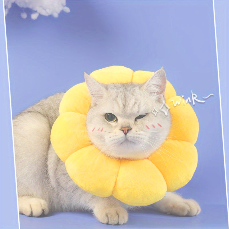 Adjustable Pet Recovery Collar – Sunflower Cone for Wound Healing & Surgery